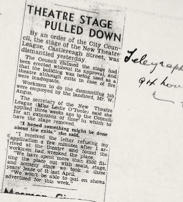 theatre stage pulled down